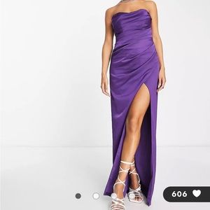 ASOS DESIGN satin drape bodice maxi dress in purple